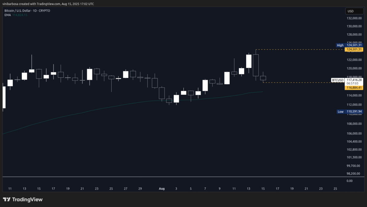 Bitcoin (BTC) 1D PRICE CHART مقابل الدولار الأمريكي (USD) | المصدر: TradingView